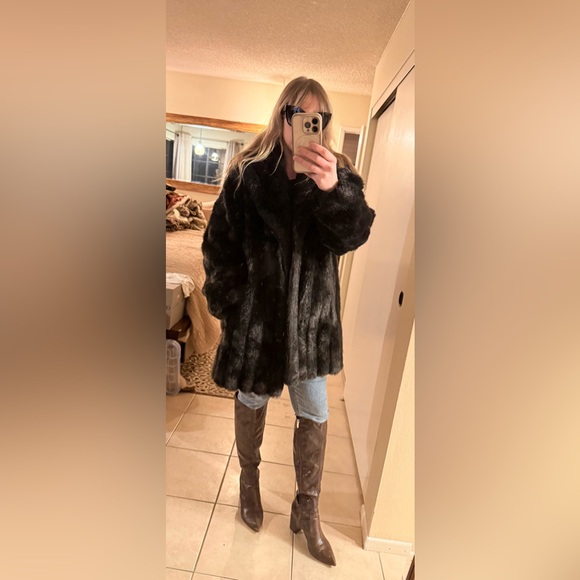 Vintage Faux Mink Fur Coat - Picture 3 of 15